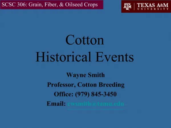 Cotton Historical Events