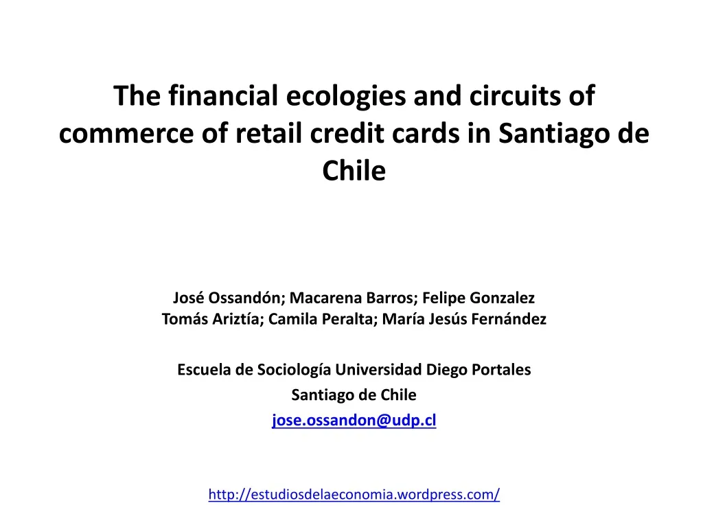 the financial ecologies and circuits of commerce