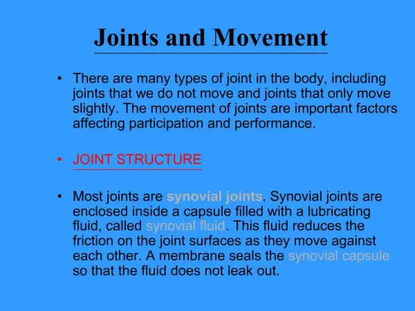 Joints and Movement