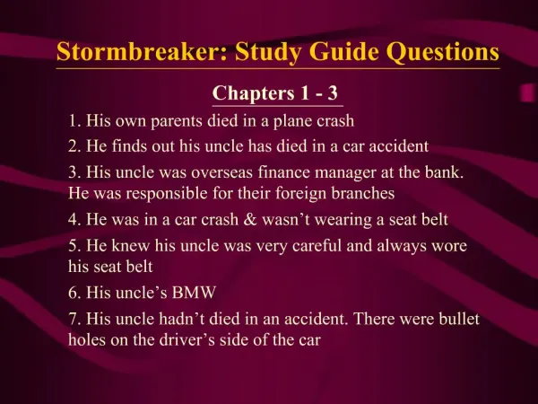 Stormbreaker: Study Guide Questions