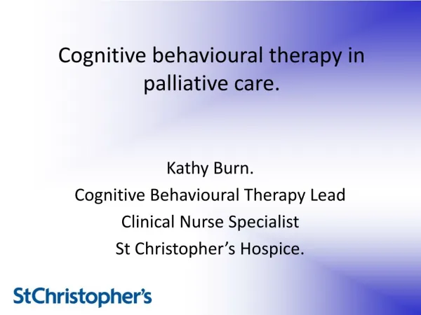Cognitive behavioural therapy in palliative care.