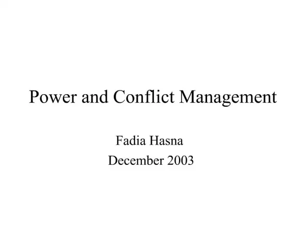 Power and Conflict Management