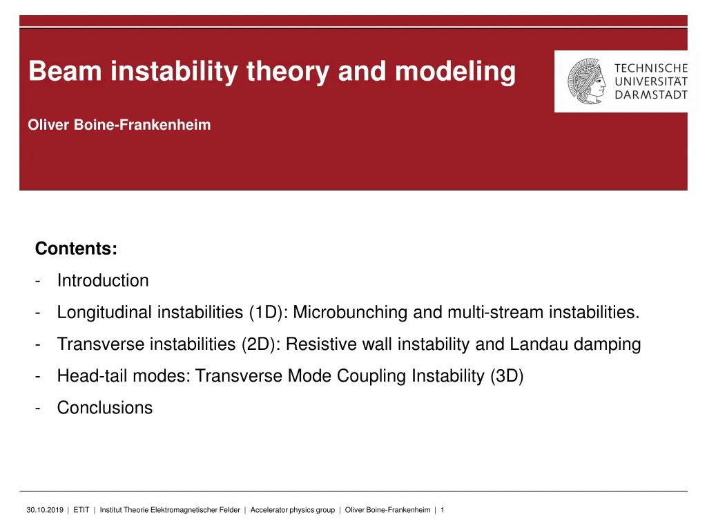 beam instability theory and modeling