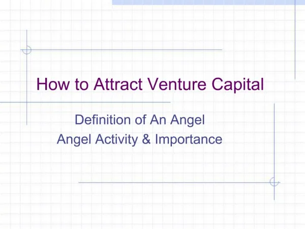 How to Attract Venture Capital