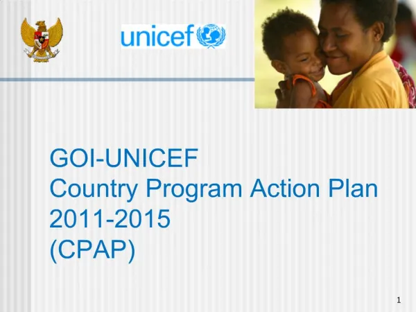 GOI-UNICEF Country Program Action Plan 2011-2015 CPAP