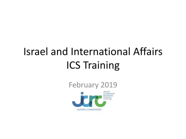 Israel and International Affairs ICS Training