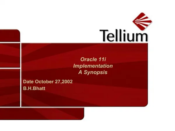 Oracle 11i Implementation A Synopsis