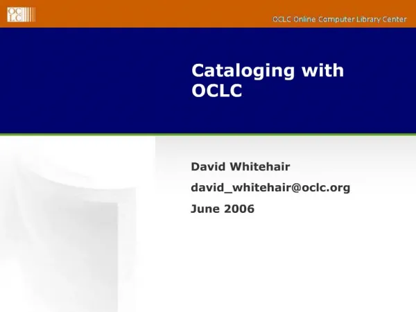 Cataloging with OCLC