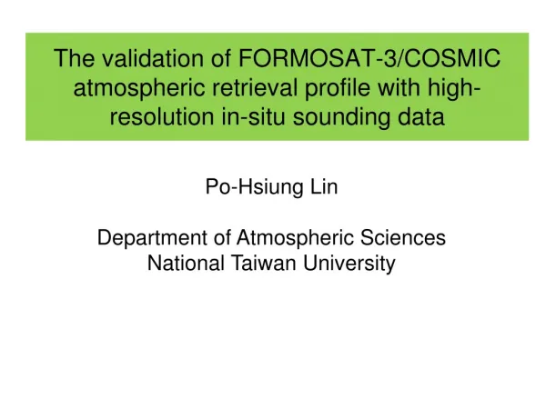 Po-Hsiung Lin Department of Atmospheric Sciences National Taiwan University