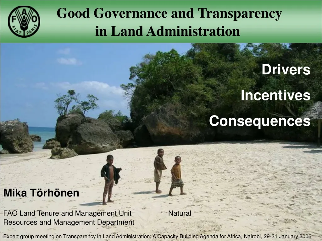good governance and transparency in land