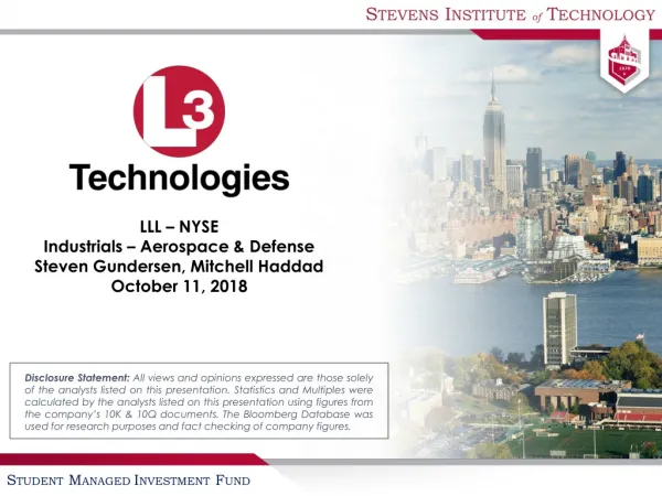 LLL – NYSE Industrials – Aerospace &amp; Defense Steven Gundersen, Mitchell Haddad