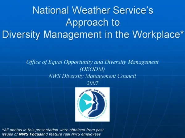 National Weather Service s Approach to Diversity Management in the Workplace