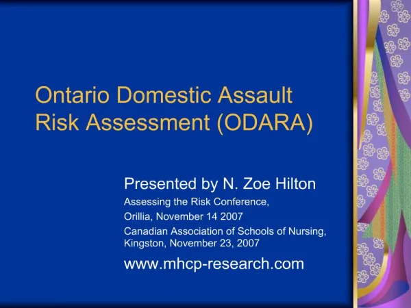 Ontario Domestic Assault Risk Assessment ODARA