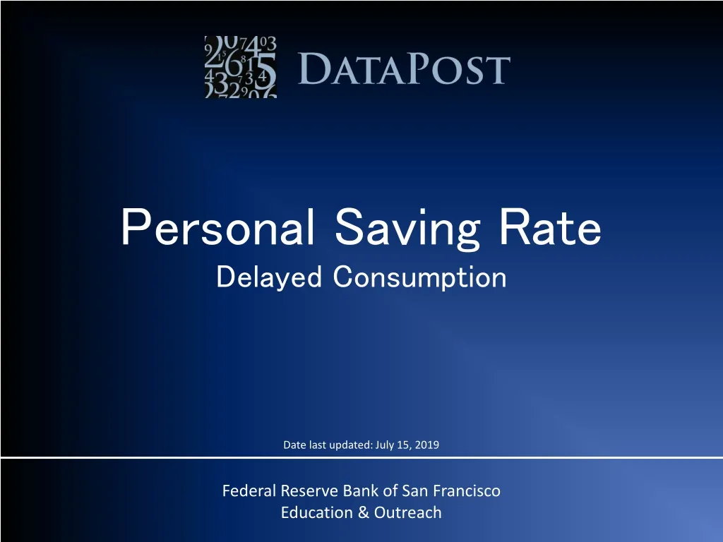 personal saving rate delayed consumption
