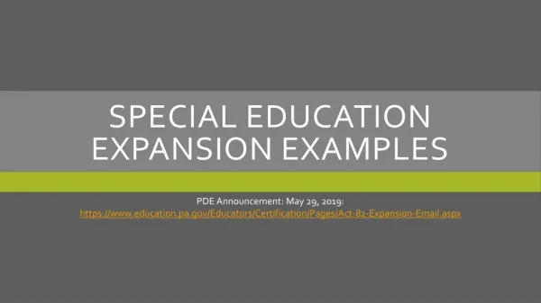 Special education expansion examples