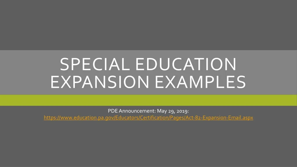 special education expansion examples