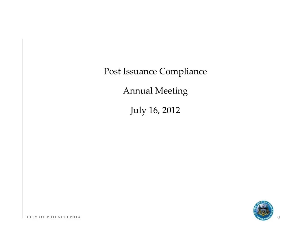 post issuance compliance annual meeting july