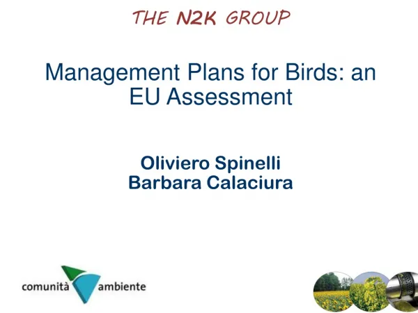 Management Plans for Birds: an EU Assessment Oliviero Spinelli Barbara Calaciura
