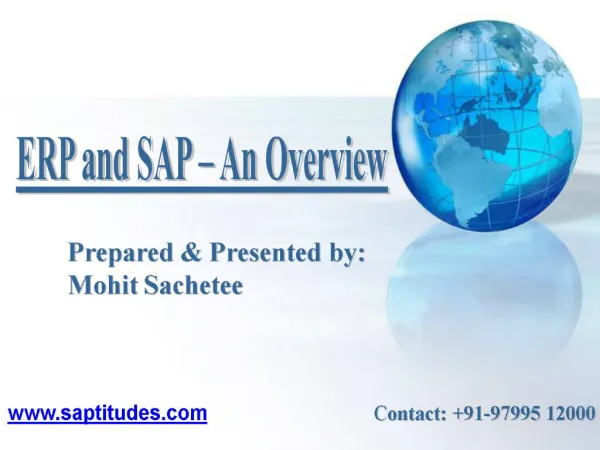 ERP and SAP An Overview