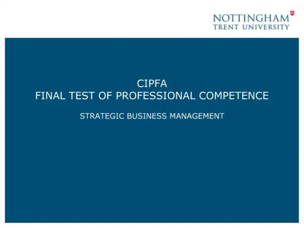 CIPFA FINAL TEST OF PROFESSIONAL COMPETENCE