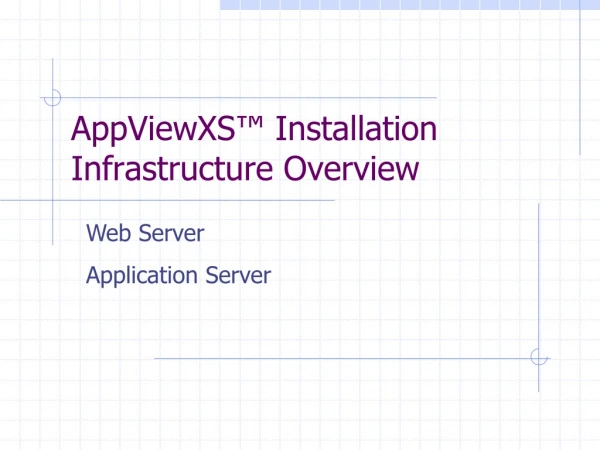 AppViewXS™ Installation Infrastructure Overview