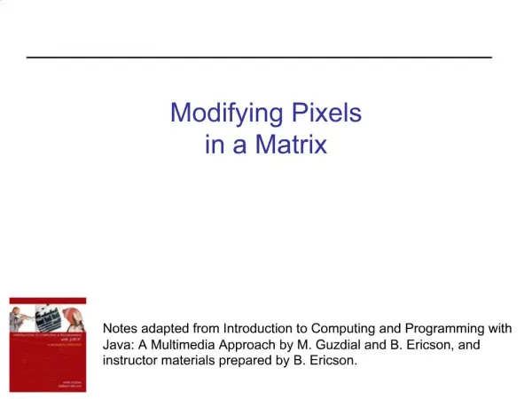 Modifying Pixels in a Matrix