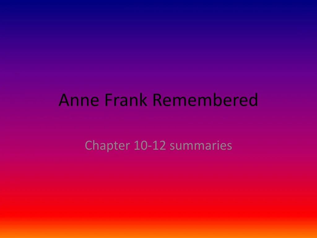 anne frank remembered