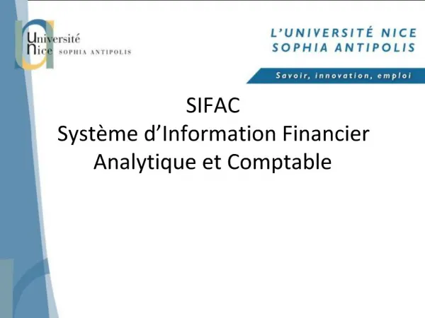 SIFAC Syst me d Information Financier Analytique et Comptable