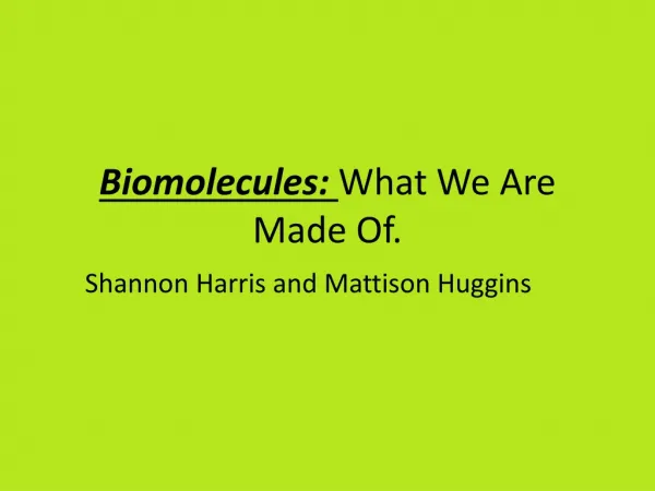 Biomolecules: What We Are Made Of.