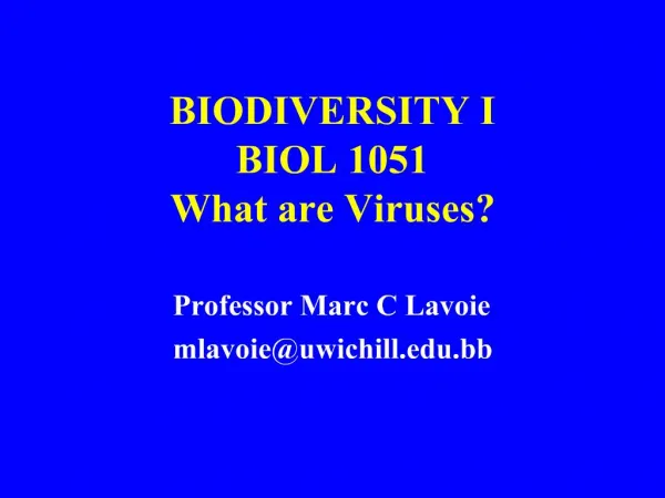 BIODIVERSITY I BIOL 1051 What are Viruses