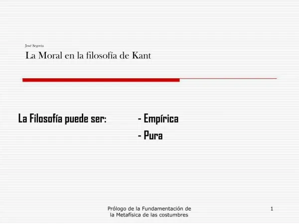 Jos Segovia La Moral en la filosof a de Kant