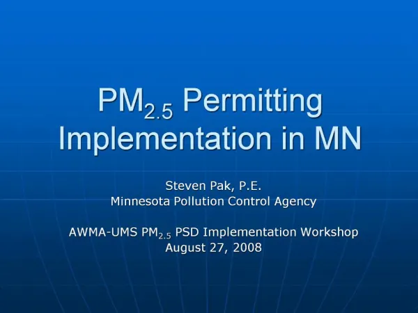 PM2.5 Permitting Implementation in MN