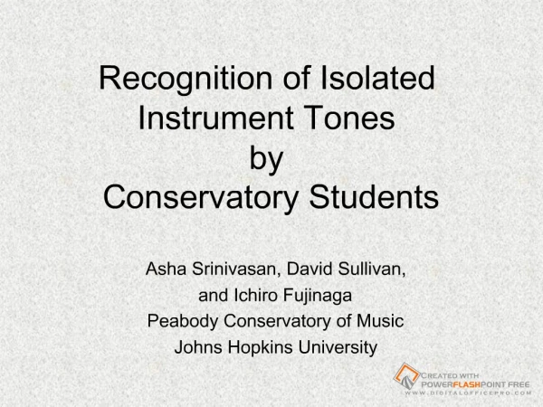 Recognition of Isolated Instrument Tones