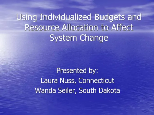Using Individualized Budgets and Resource Allocation to Affect System Change