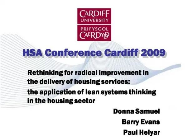 HSA Conference Cardiff 2009