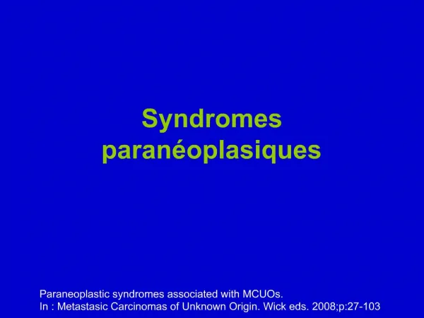 Syndromes paran oplasiques