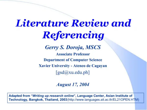 Literature Review and Referencing
