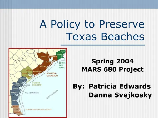 A Policy to Preserve Texas Beaches