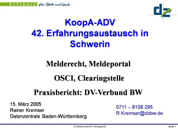 KoopA-ADV 42. Erfahrungsaustausch in Schwerin