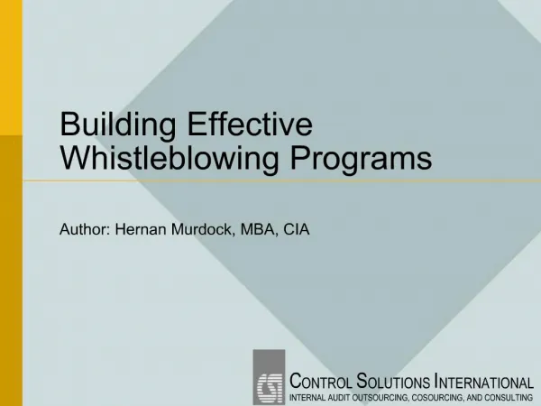 Building Effective Whistleblowing Programs