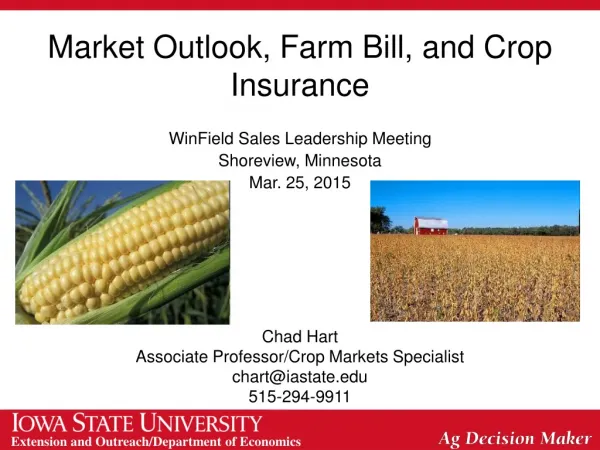 Market Outlook, Farm Bill, and Crop Insurance