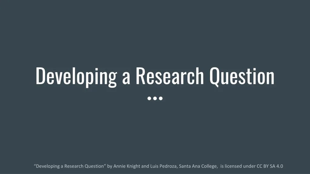 developing a research question