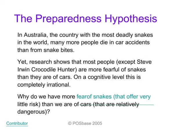 The Preparedness Hypothesis