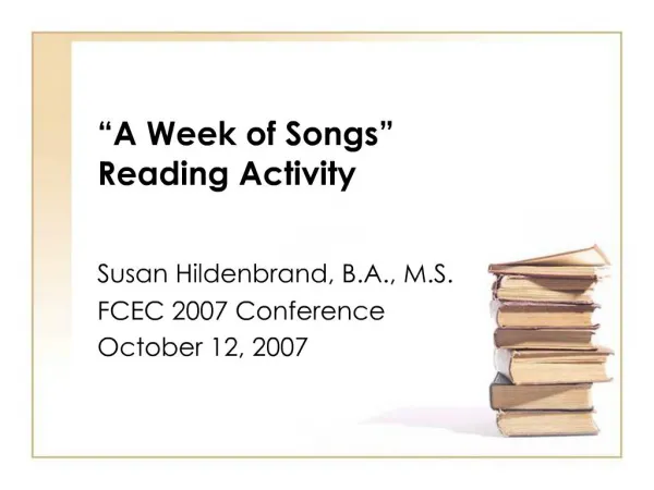 A Week of Songs Reading Activity