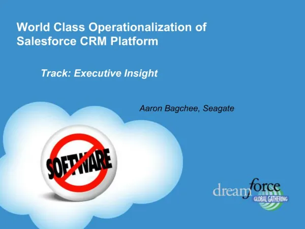 World Class Operationalization of Salesforce CRM Platform