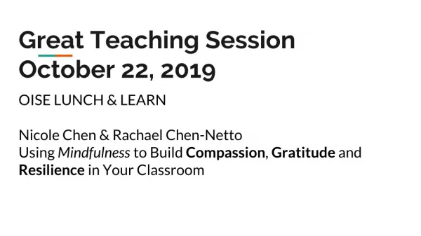 Great Teaching Session October 22, 2019