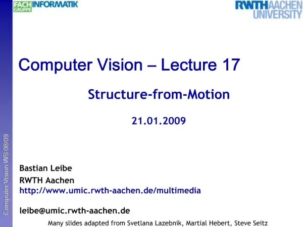 Computer Vision Lecture 17