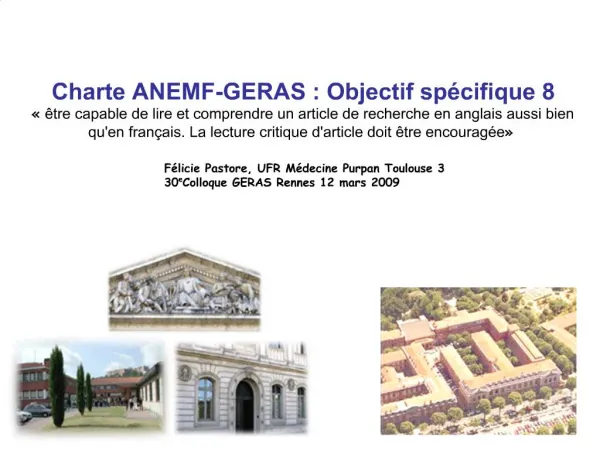 Charte ANEMF-GERAS : Objectif sp cifique 8 tre capable de lire et comprendre un article de recherche en anglais auss