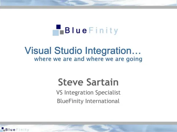 Visual Studio Integration where we are and where we are going