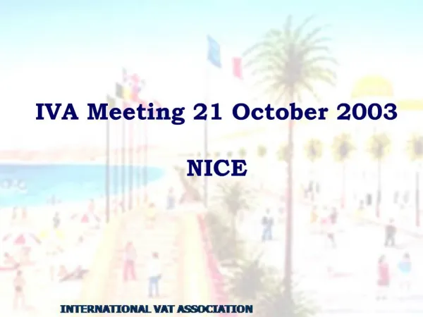 IVA Meeting 21 October 2003 NICE